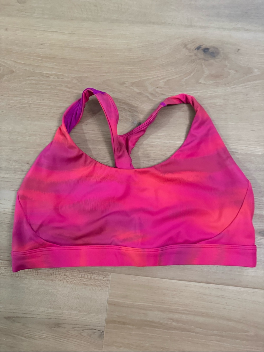 Athleta Pink-Orange Ombre Racerback Sports Bra